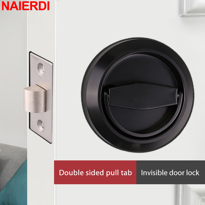Furniture Sliding Door Hardware - NAIERDI Round Recessed Door Lock,Stainless Steel
