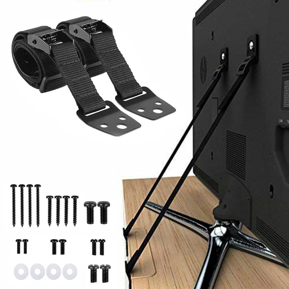 Furniture Interlocking Hardware - 2 Pack Adjustable TV Safety Straps,No-Drill