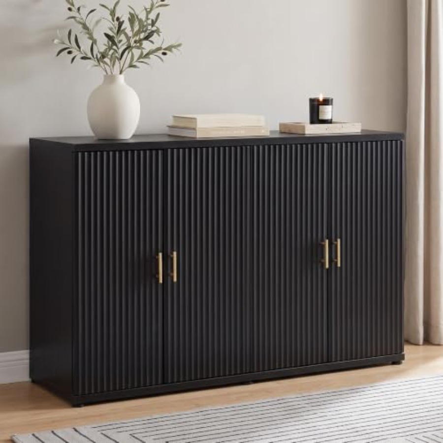 Soft Close Hinge - 47.3 W Modern Fluted Sideboard Buffet